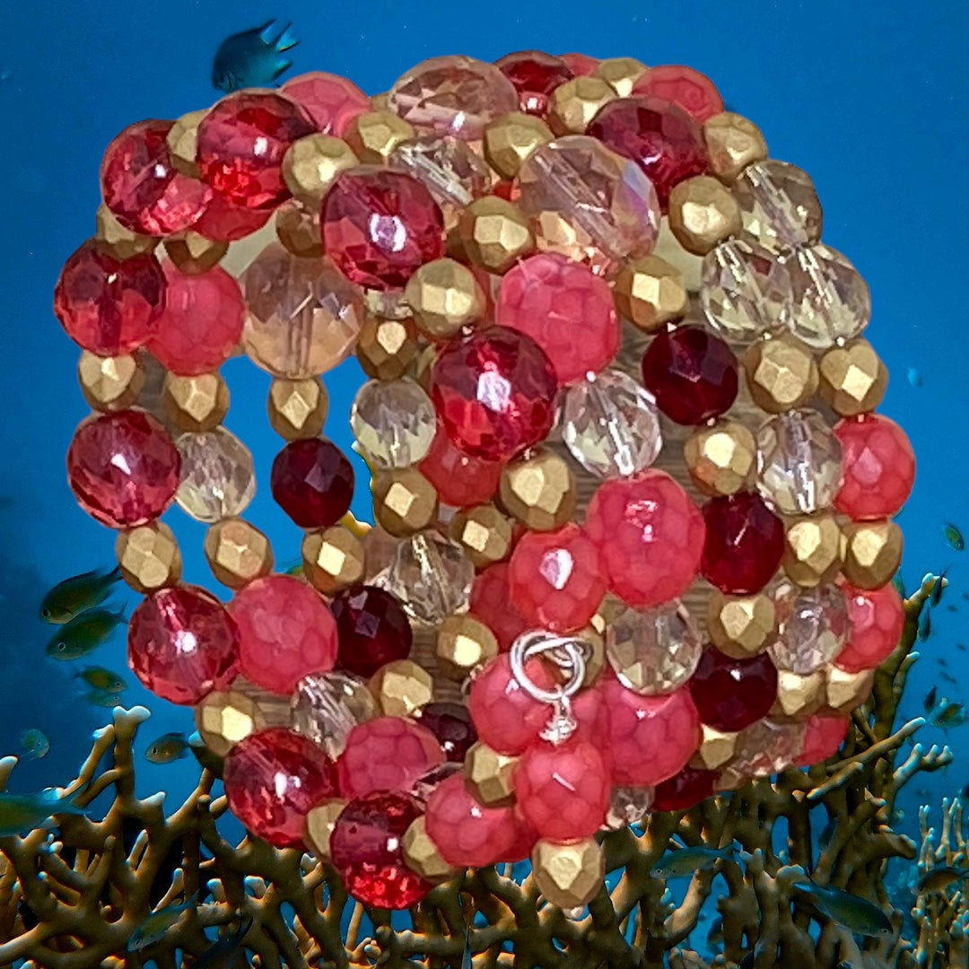 Coral Kiss Wire Wrap Bracelet