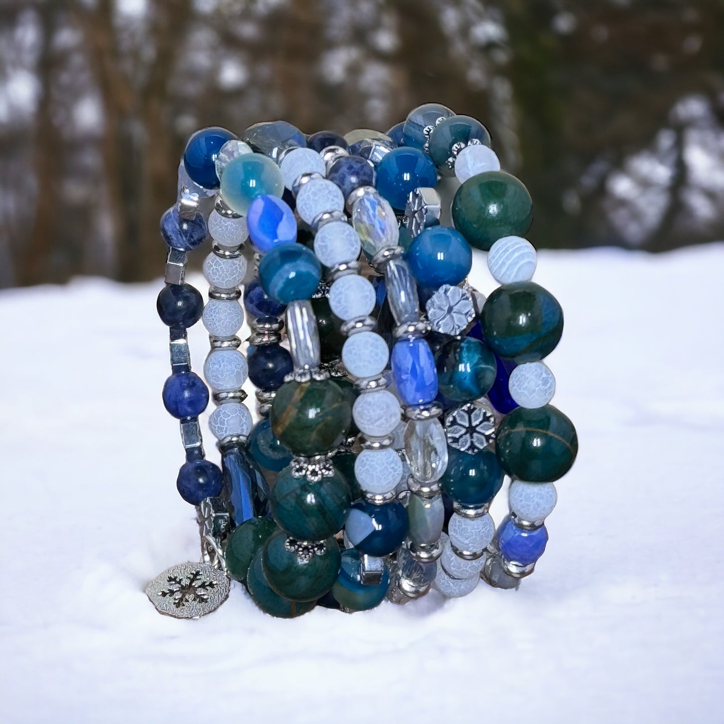 Sparkling Snowflake Wire Wrap Bracelet