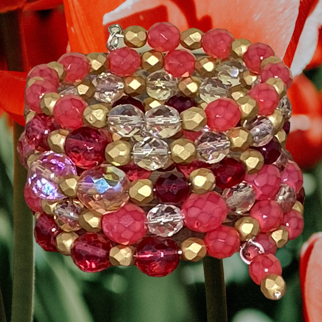 Coral Kiss Wire Wrap Bracelet