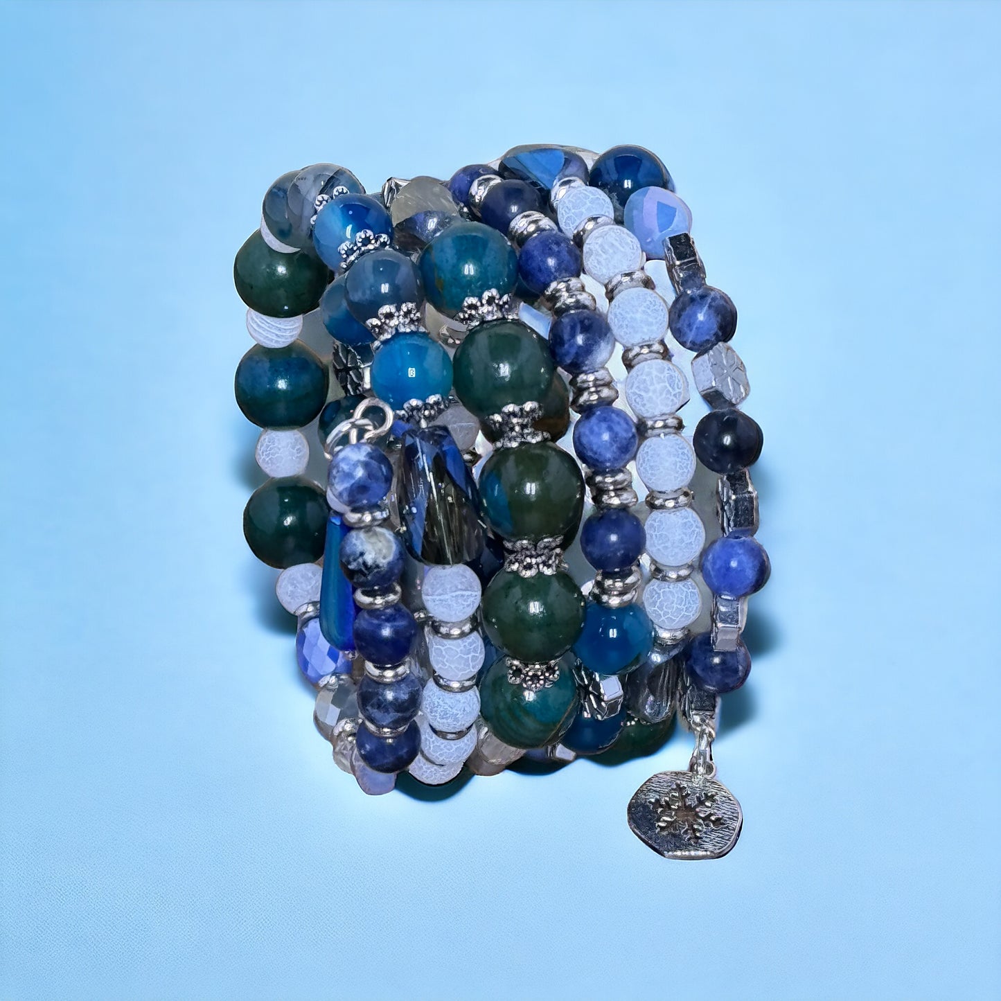 Sparkling Snowflake Wire Wrap Bracelet