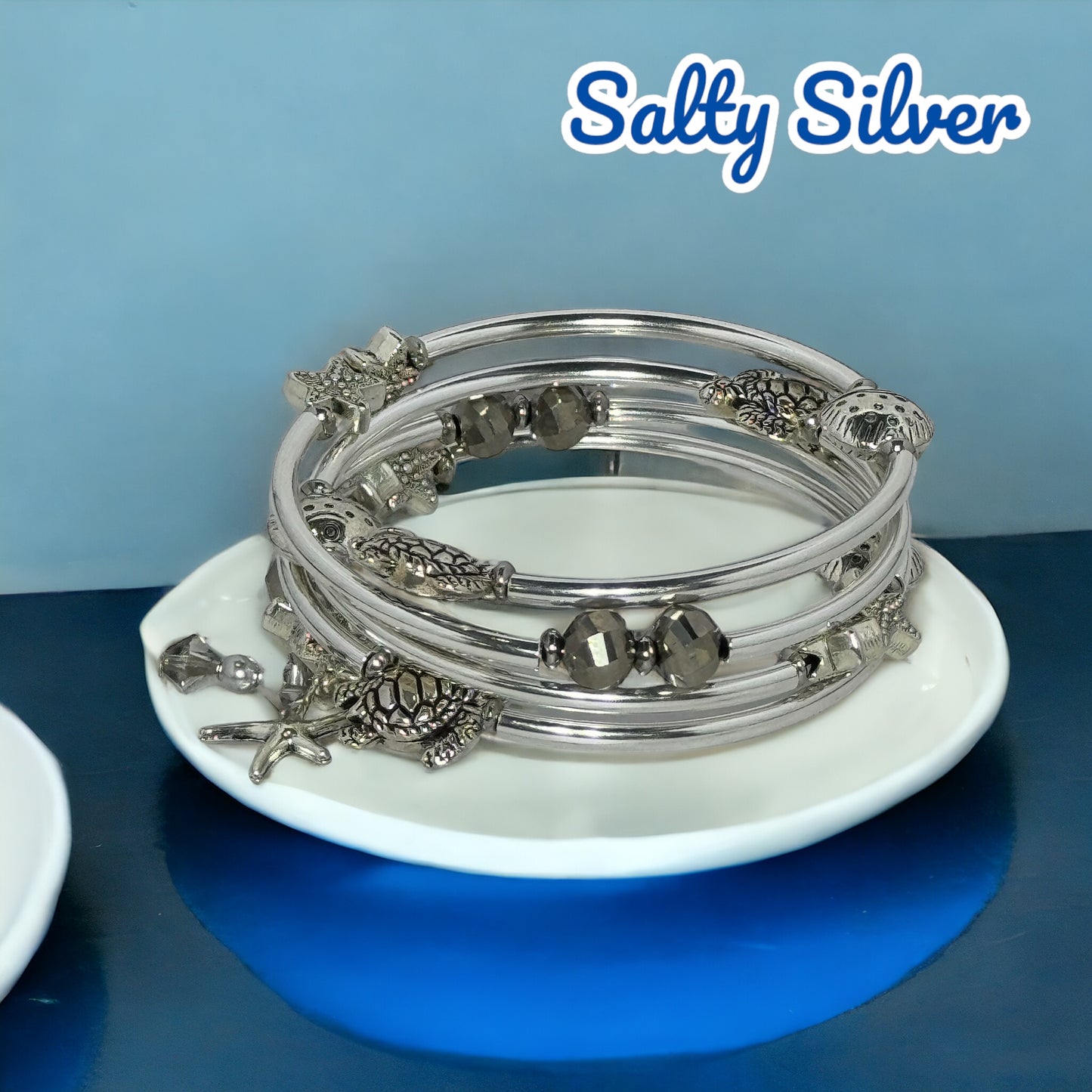 Salty Silver Wire Wrap Bracelet