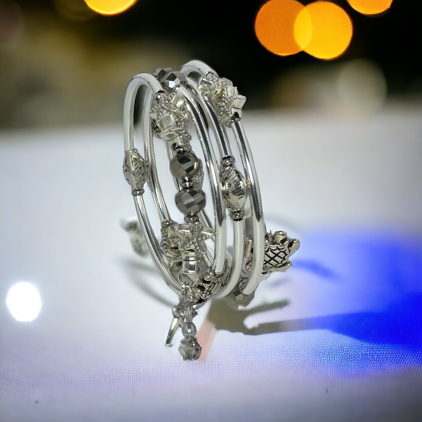 Salty Silver Wire Wrap Bracelet