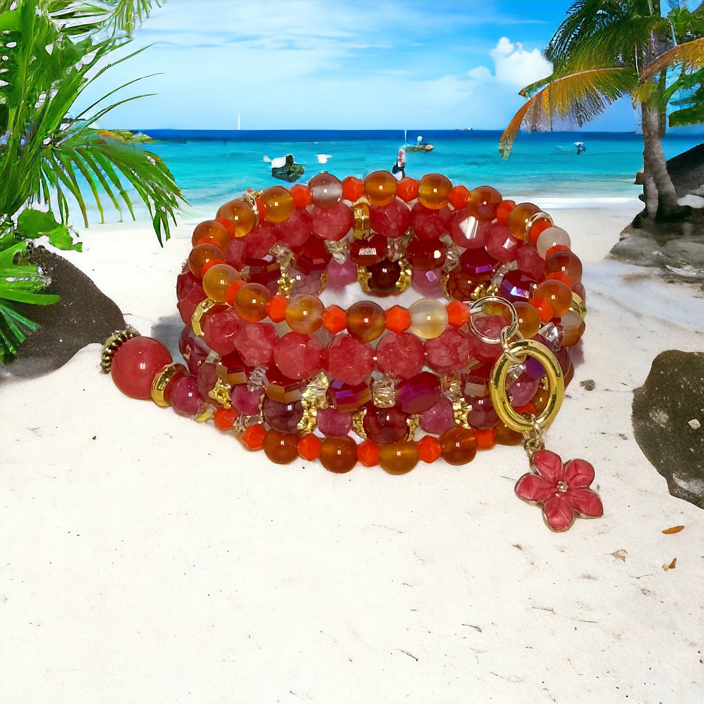 Tropical Heat Wire Wrap Bracelet
