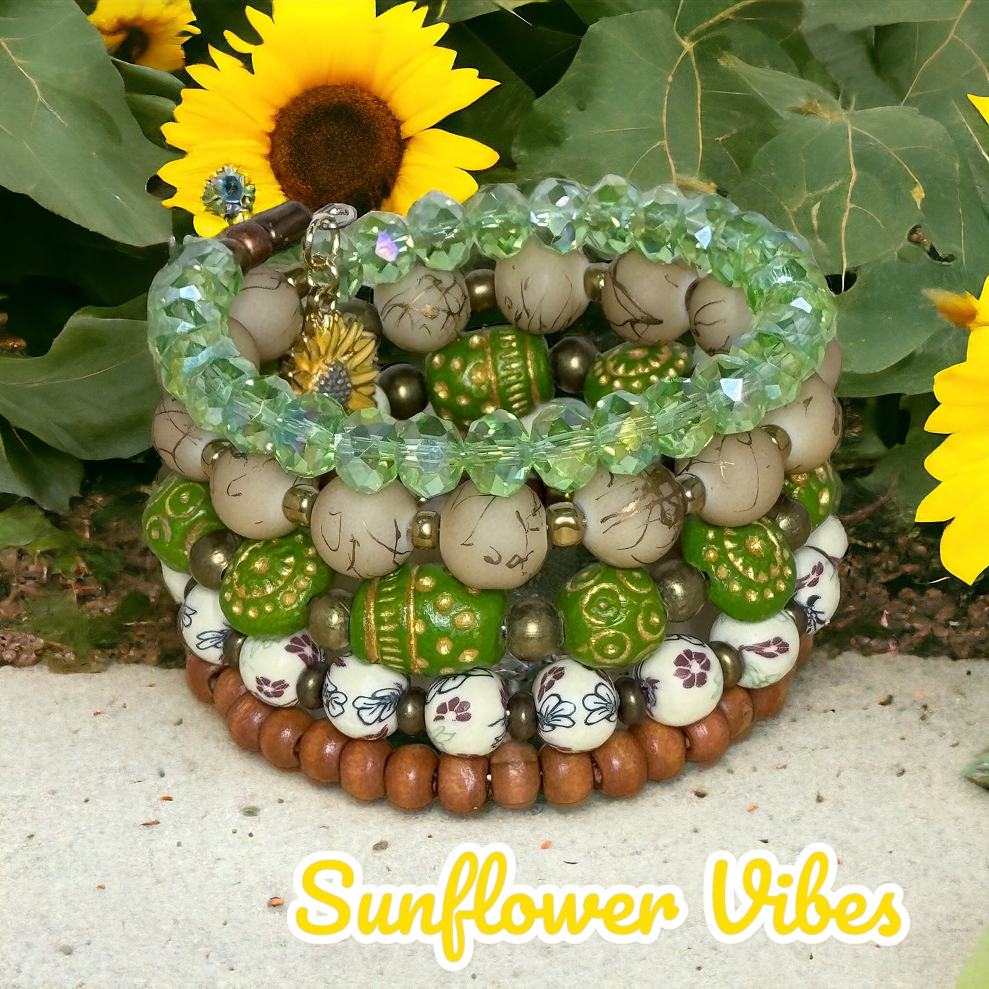 Sunflower Vibes Wire Wrap Bracelet