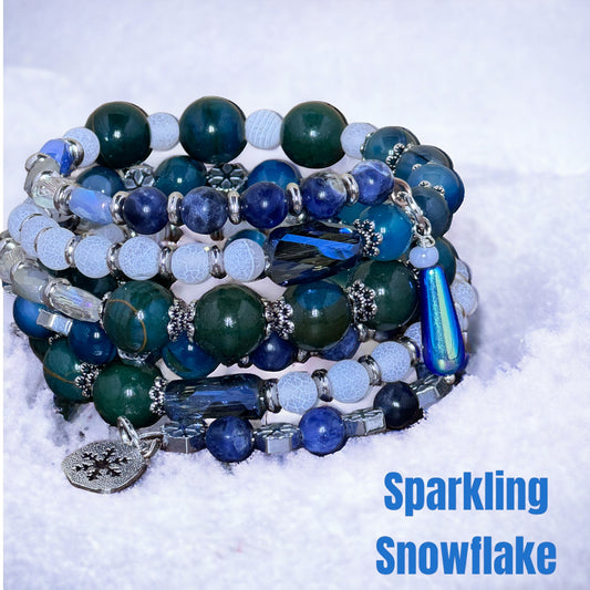 Sparkling Snowflake Wire Wrap Bracelet