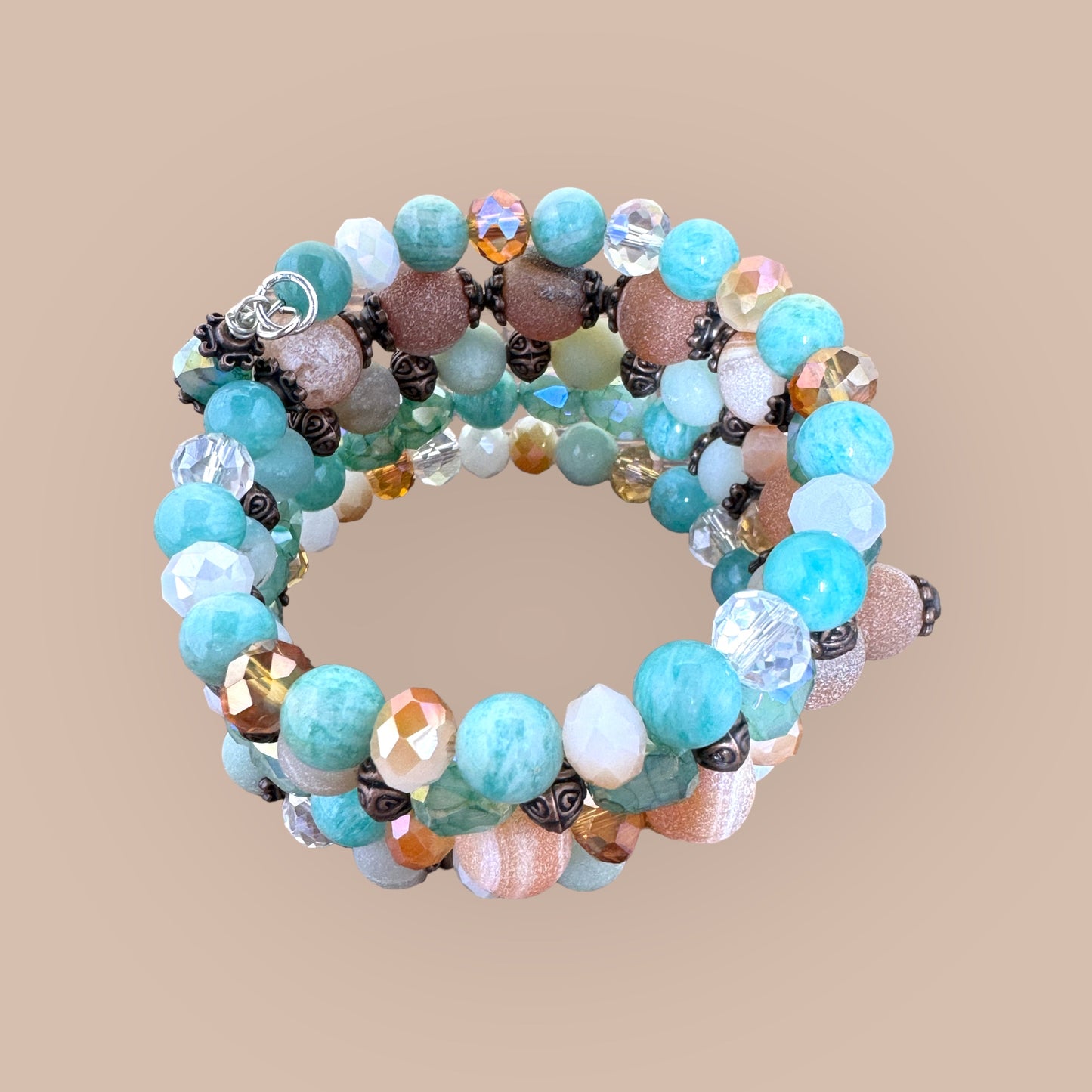 Seafoam Sunrise Wire Wrap Bracelet